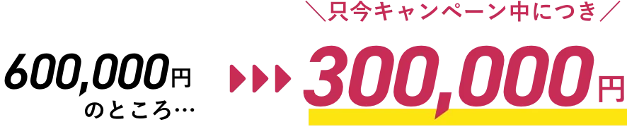 只今キャンペーン中につき300,000円